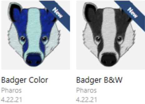 Image of Badger Color and Badger B&W printer driver icons (Badger faces) from the Software Center