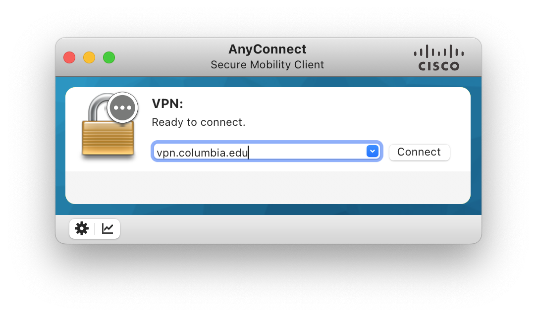 Enter vpn.columbia.edu into the dialog box.