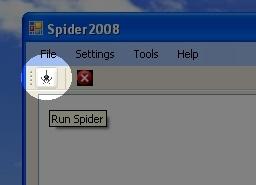 Screenshot of CUSpider which highlights the scan button