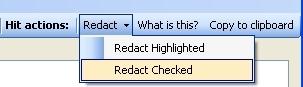 CUSpider screenshot showcasing the Redact Checked button in the Action Bar