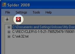 CUSpider screenshot highlighting the Exit button on the toolbar.