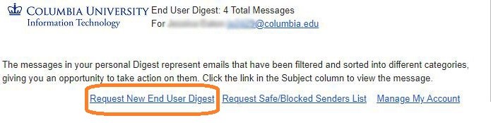 Request a new email digest from your email