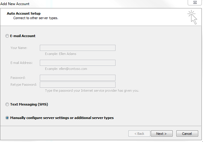 Add New Account Window
