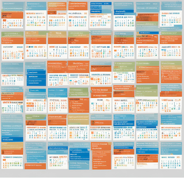 Decorative image of busy overlapping calendar pages