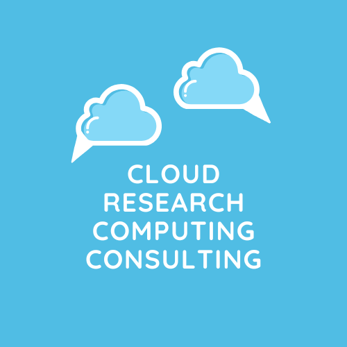 Cloud Research Computing Consulting logo: two clouds turned into speech bubbles