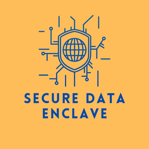 clipart Cybersecurity badge  with a globe inside and "Secure Data Enclave" below