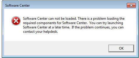 Software Center error window