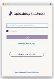 Splashtop single-sign on login screen with email address field