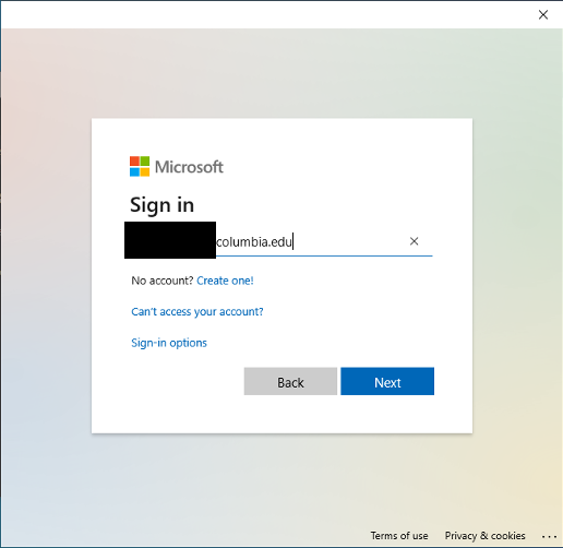 Screenshot of Microsoft Sign-In page. 