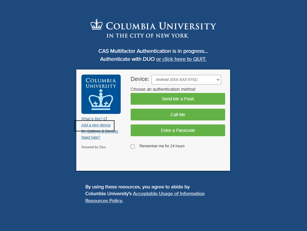 Add a new device to your Duo account