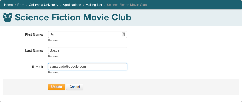 Click update to add external user.