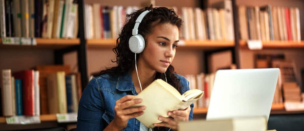 User studying on laptop