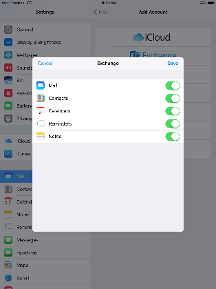Exchange app pop-up with preferred options selected