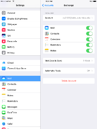 Mail option highlighted