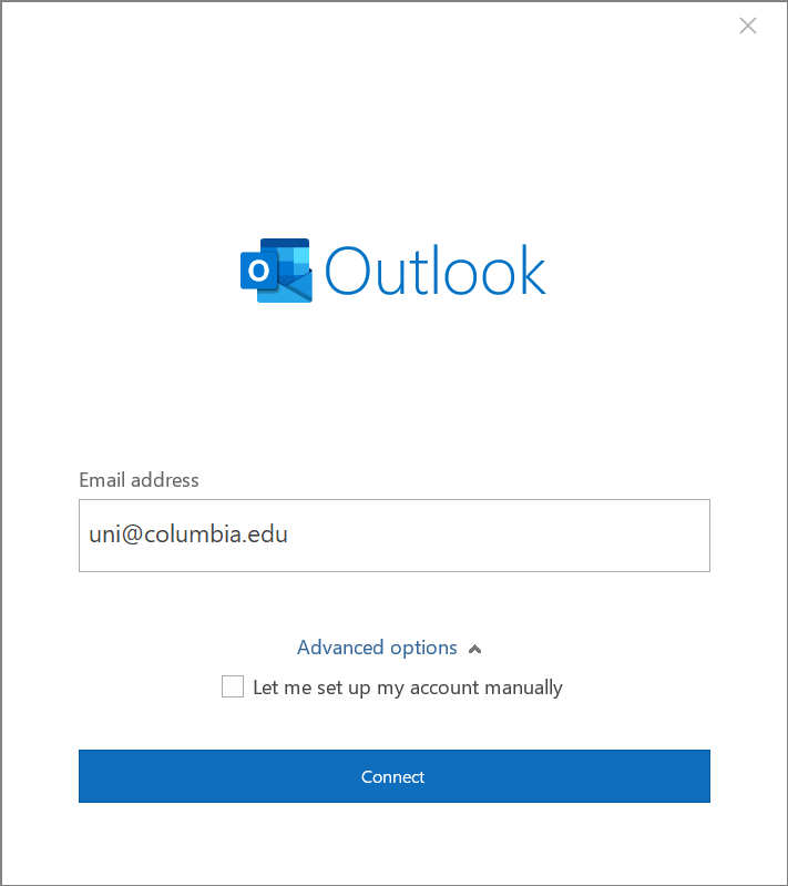 Open Outlook and enter your LionaMail address