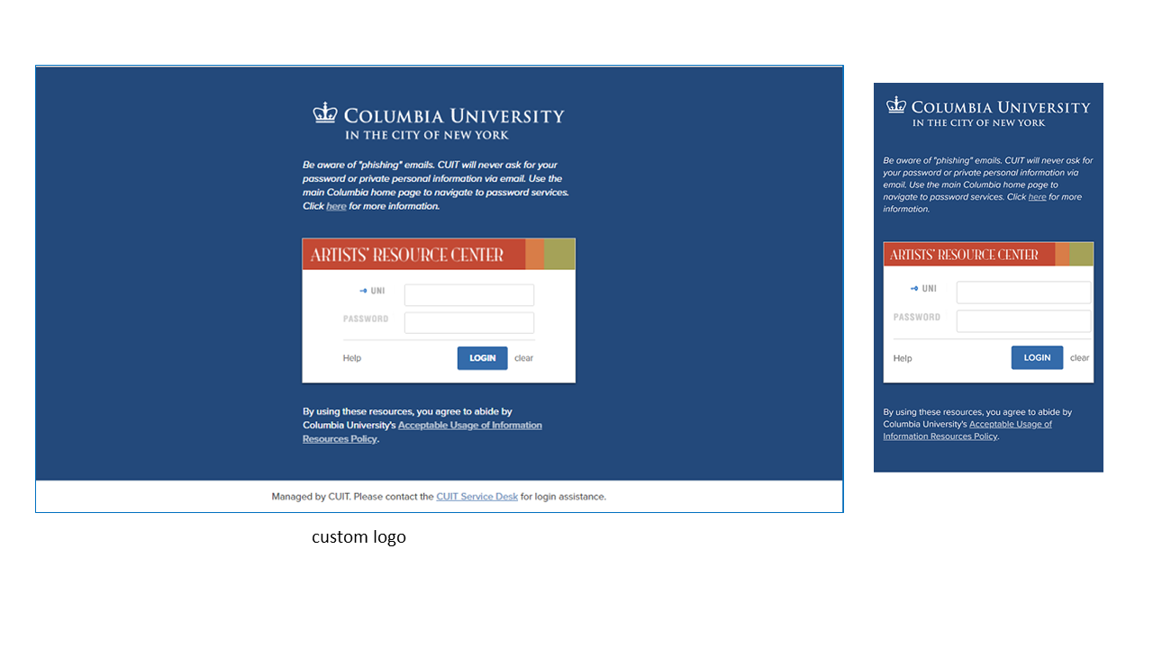 CAS login page with custom logo