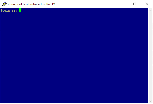 PuTTY login username.