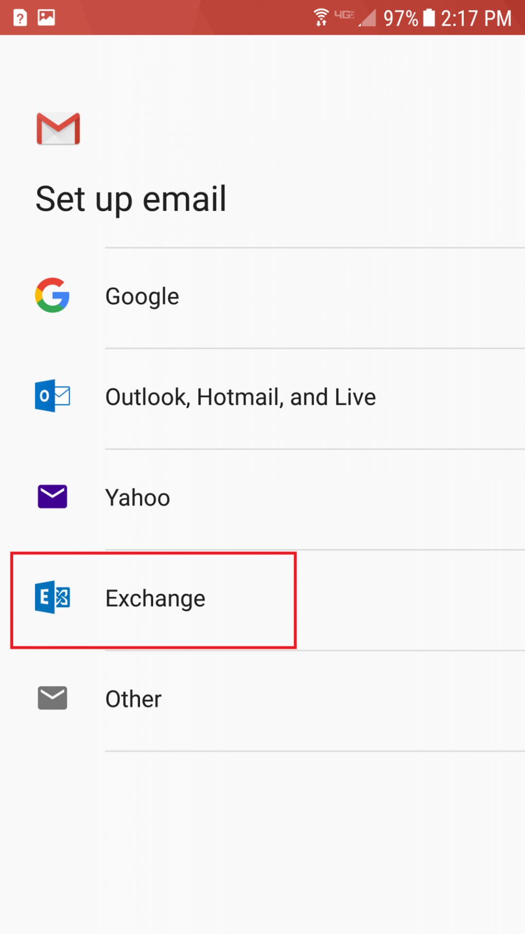 Exchange option circled