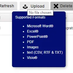 Image of supported file formats, as displayed on badger.cuit.columbia.edu