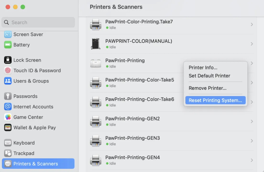 Pawprint Drivers Missing on macOS devices
