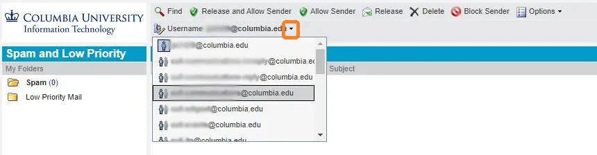 Change the email address that you are reviewing the email digest for