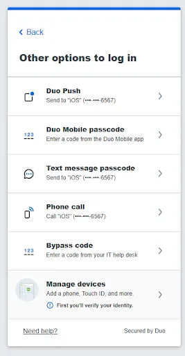 Other options to log in