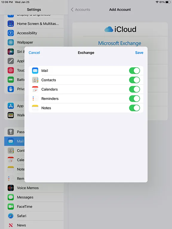 9. Choose the options for the applications