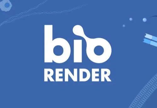 BioRender logo on royal blue background