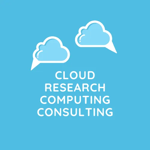 Cloud Research Computing Consulting logo: two clouds turned into speech bubbles