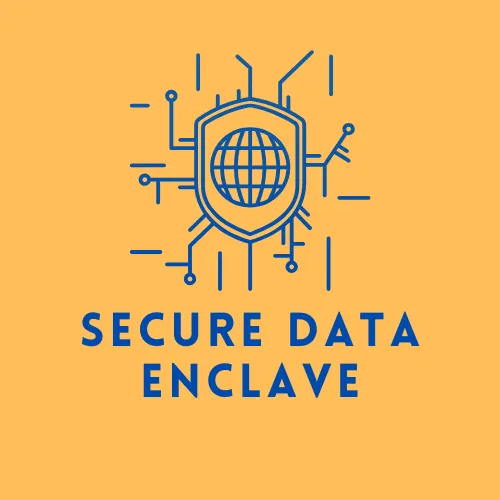 clipart Cybersecurity badge  with a globe inside and "Secure Data Enclave" below