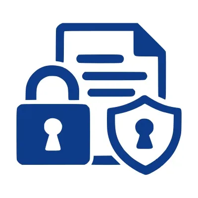 Document icon behind padlock and security badge