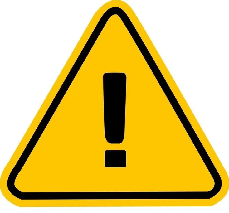 Yellow warning traffic sign with exclamation point