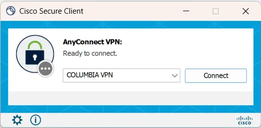 Enter vpn.columbia.edu into the dialog box.
