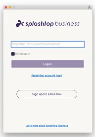 Splashtop single-sign on login screen with email address field