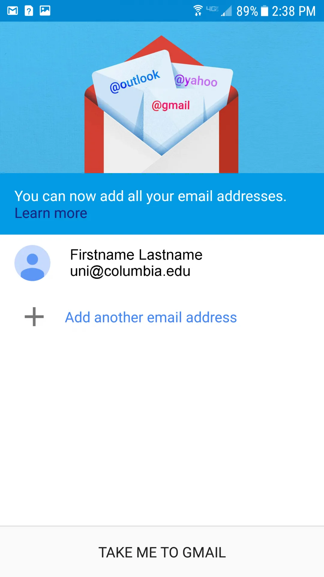 Gmail screen