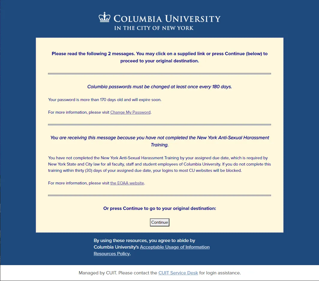 CAS warning view with 2 messages