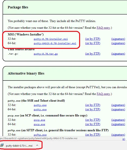 Select the appropriate MSI ('Windows Installer') file to download